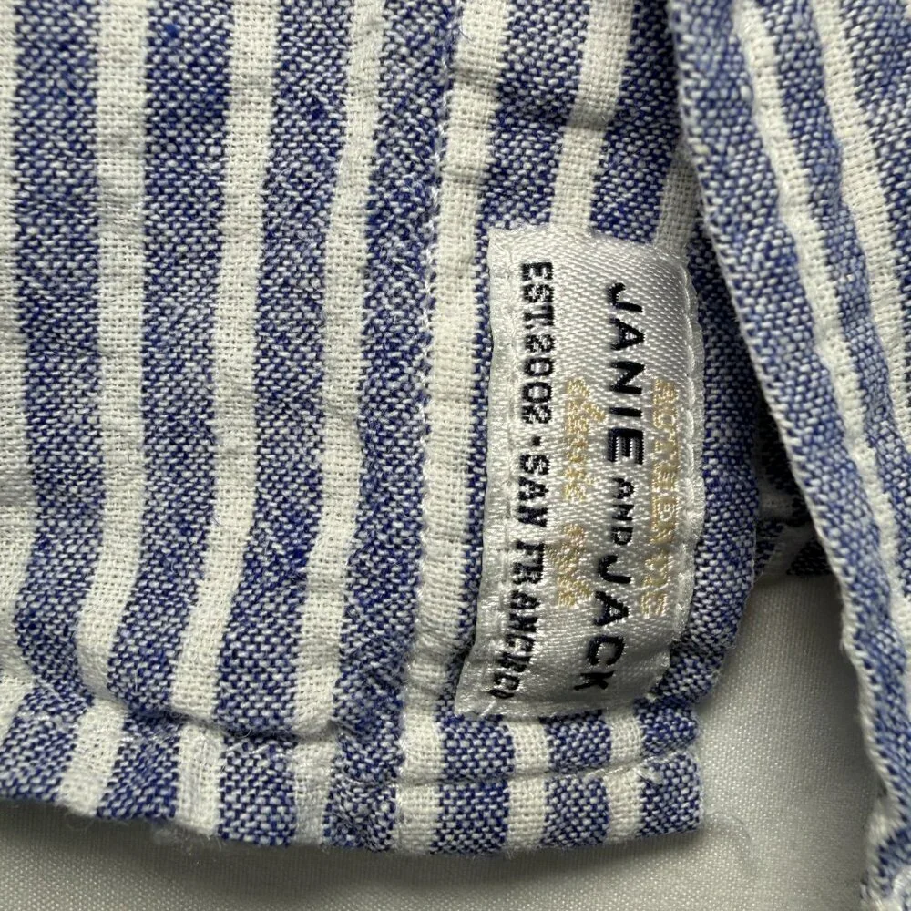 JANIE AND JACK Linen Cotton Blue Striped Button Down 5T